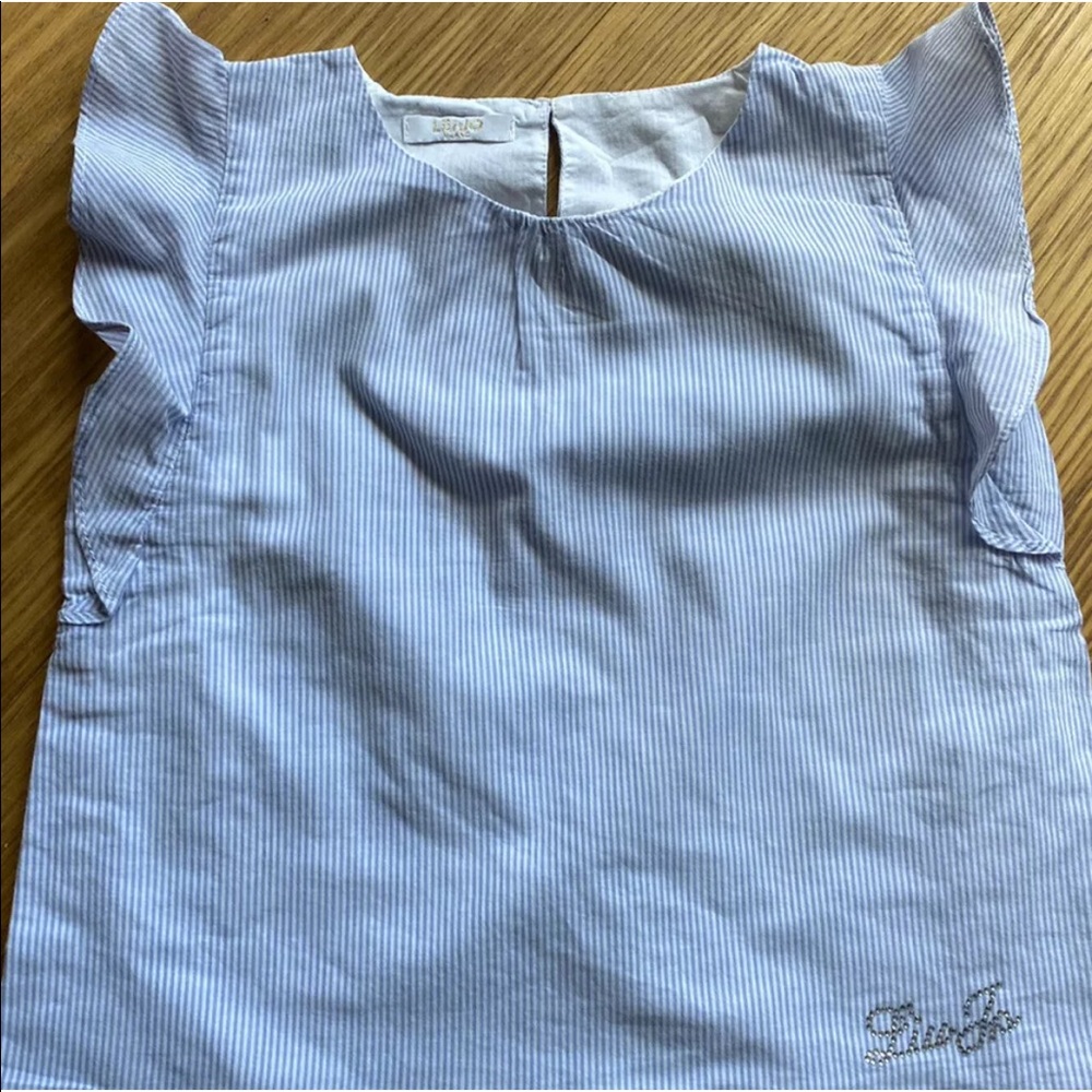 LIU JO Milano Girl Ocean Stripe Print Cotton Top Blouse Size 6